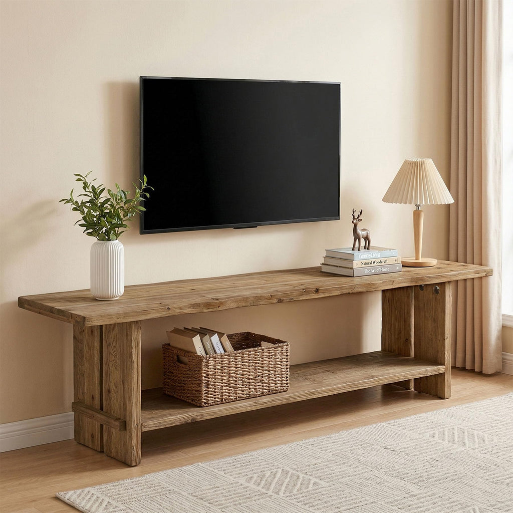 71" Solid Wood 2-Tier TV Stand L212