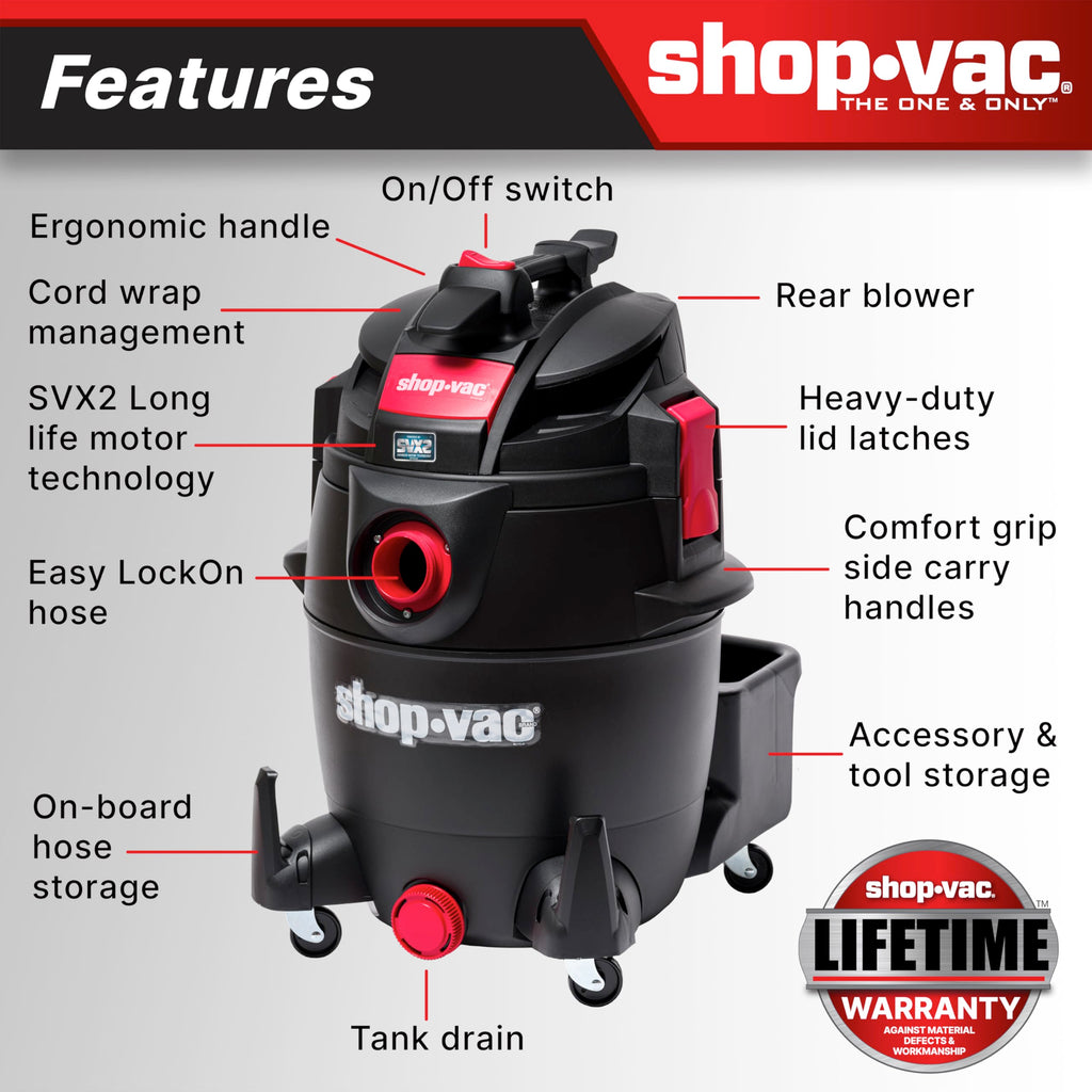 14-Gallon 5.5 Peak HP Wet/Dry Vac with Blower U1329