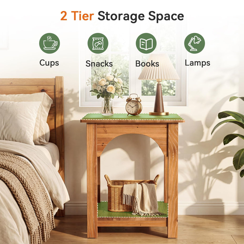 Set of 2 Solid Wood 2-Tier Side Table R246261