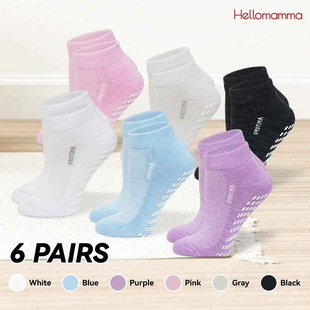 Diabetic Non-Slip Wide Cuff Bamboo Viscose Ankle Socks 6 pairs C4842