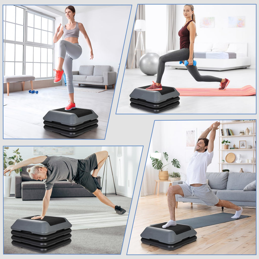Height Adjustable Step Aerobic Platform with 4 Risers C5350