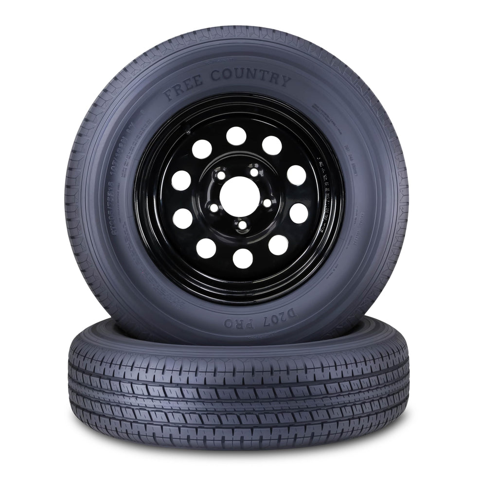Trailer Tire Wheel ST205/75R15 8PR D 107N 5X4.5 Black Mod Pk2 G21477