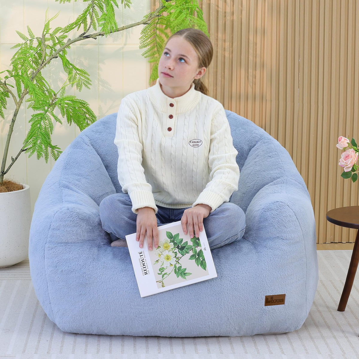 Light Blue Corduroy Bean Bag Chair Z180