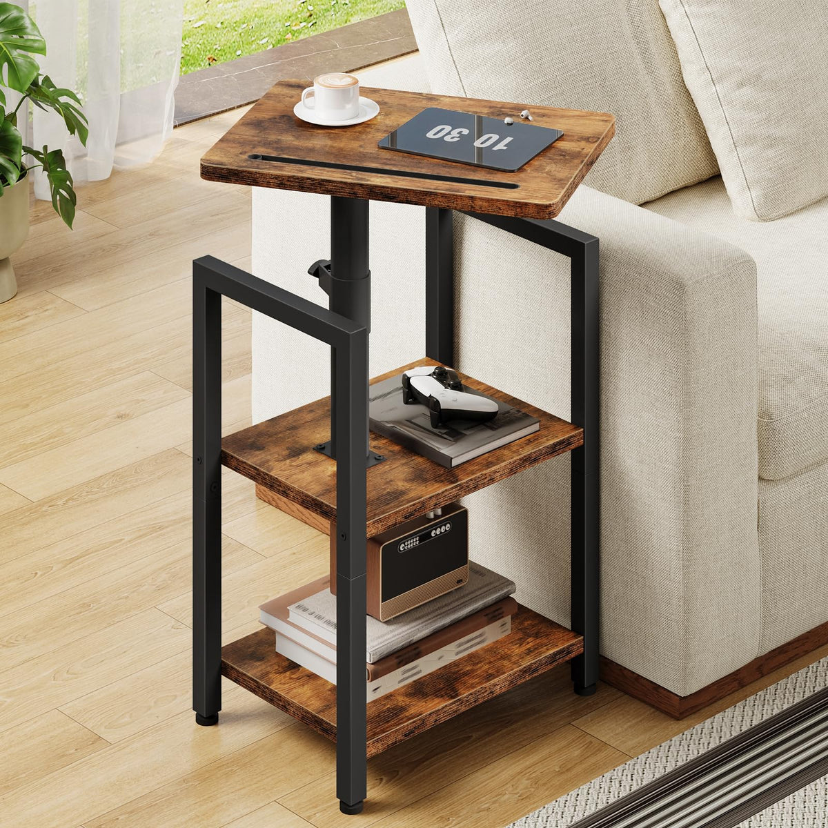 360° Swivel 3-Tier Side Table with Storage A7832