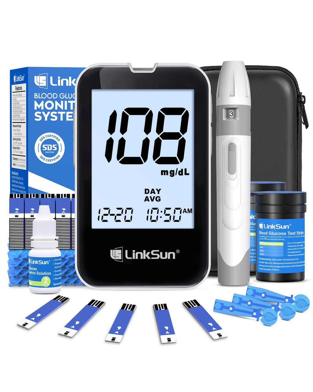Blood Sugar Testing Kit, 100 Strips & Lancets F3043