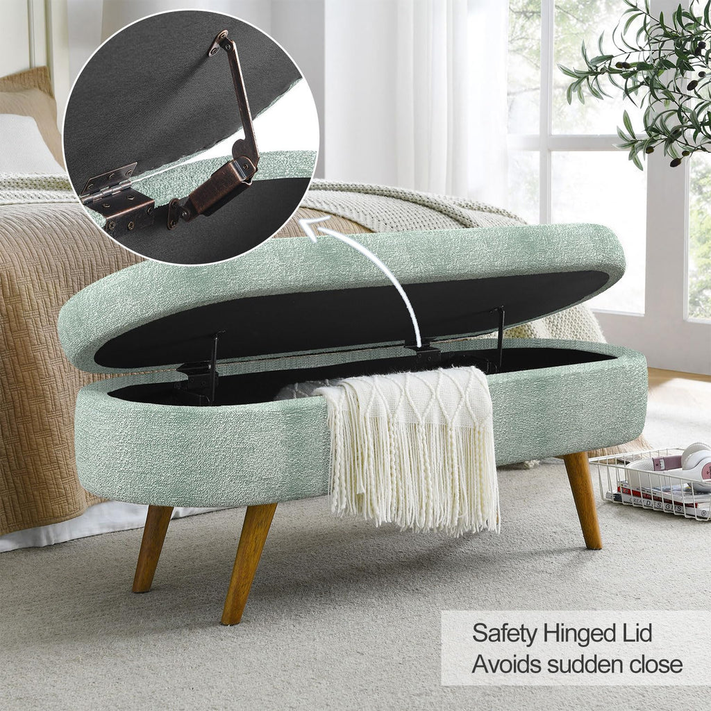 Cyan Boucle Storage Ottoman Bench D79109