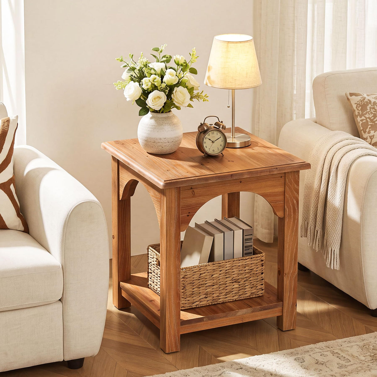 Set of 2 Solid Wood 2-Tier Side Table R246261