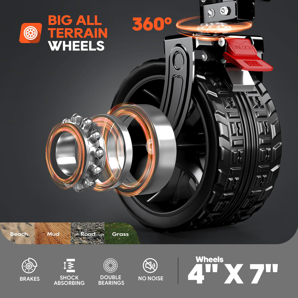 Black Foldable Beach Wagon with Big Wheels J9347