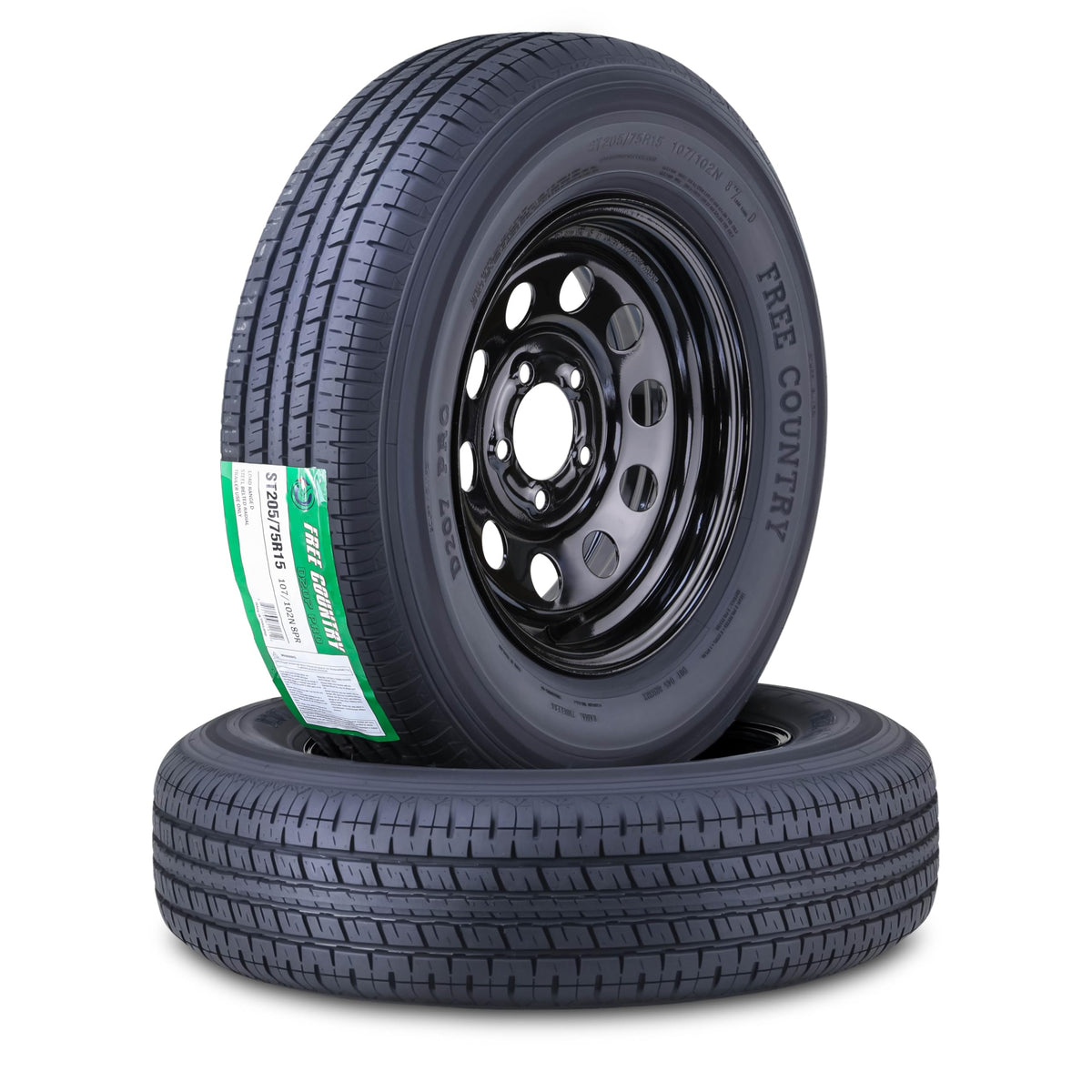 Trailer Tire Wheel ST205/75R15 8PR D 107N 5X4.5 Black Mod Pk2 G21477