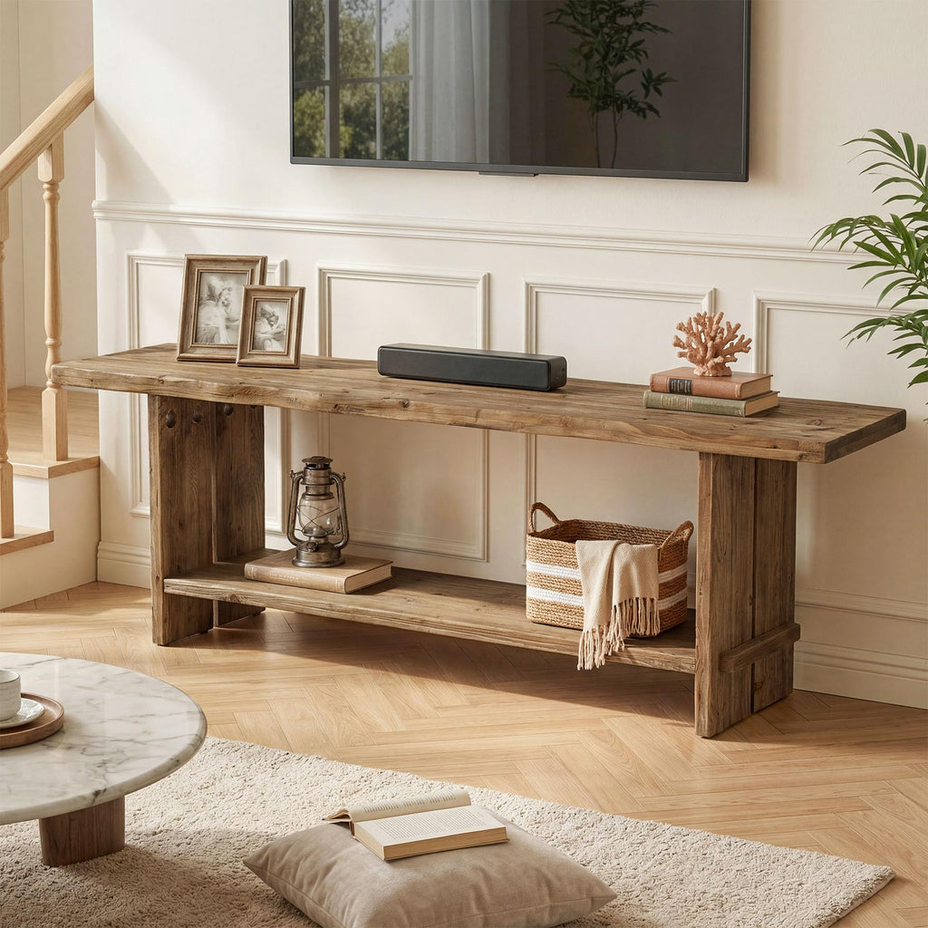 71" Solid Wood 2-Tier TV Stand L212