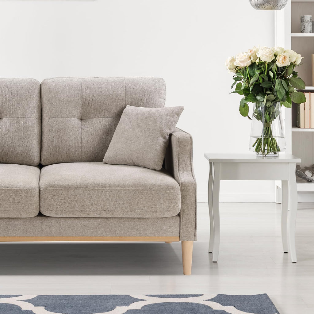 Light Grey Fabric Upholstered 2-Seat Loveseat Sofa with USB Port J8467