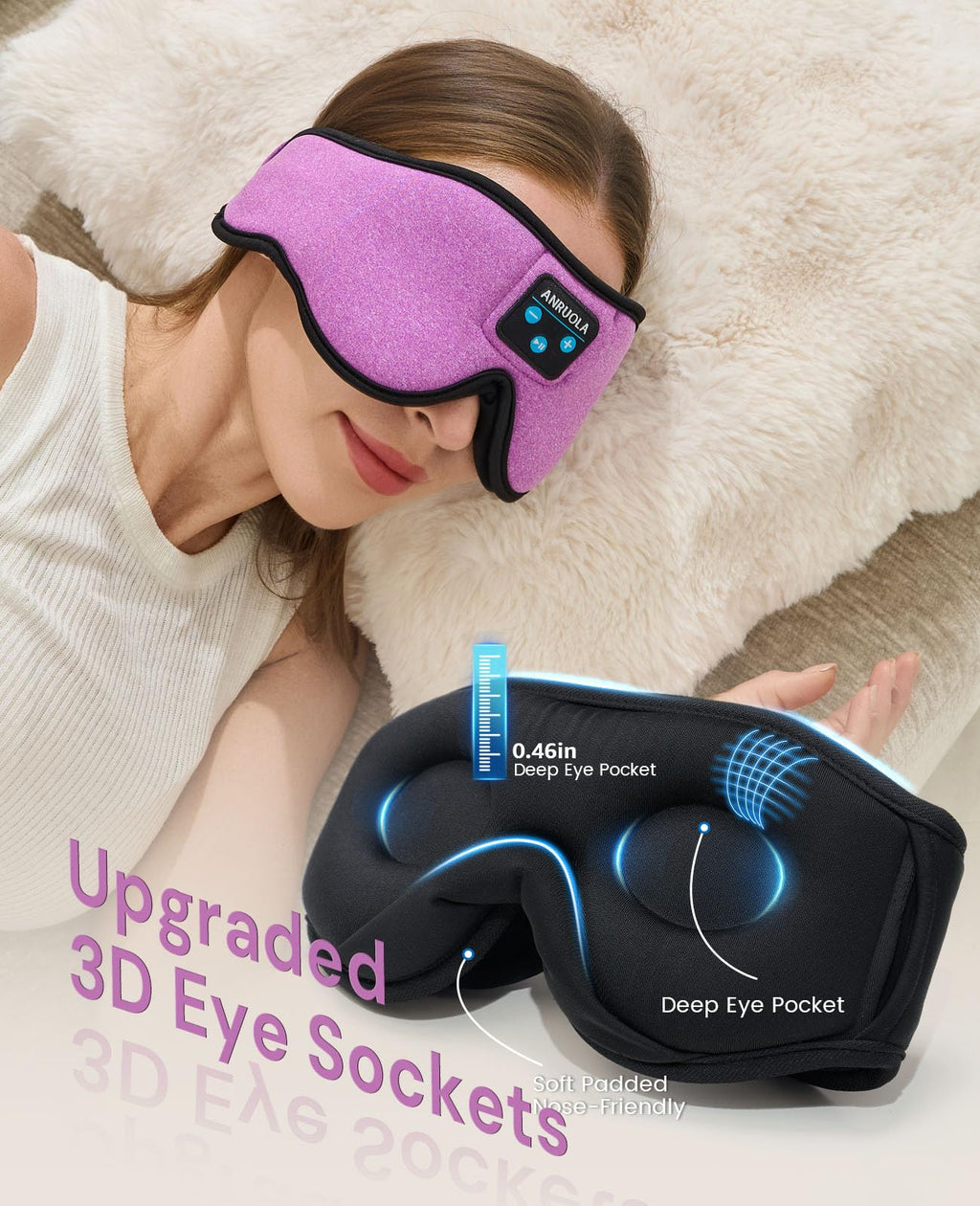 Bluetooth Sleep Mask with Blackout Eye Mask K634