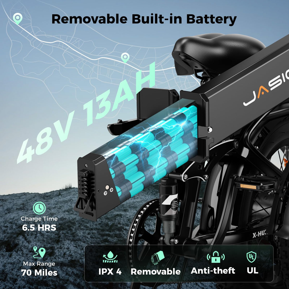 1400W Peak 20'' Fat Tire Foldable Electric Bike R27244