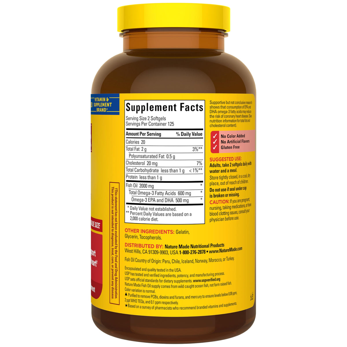 Fish Oil Omega 3 Supplements 2000mg 250 Softgels M92054