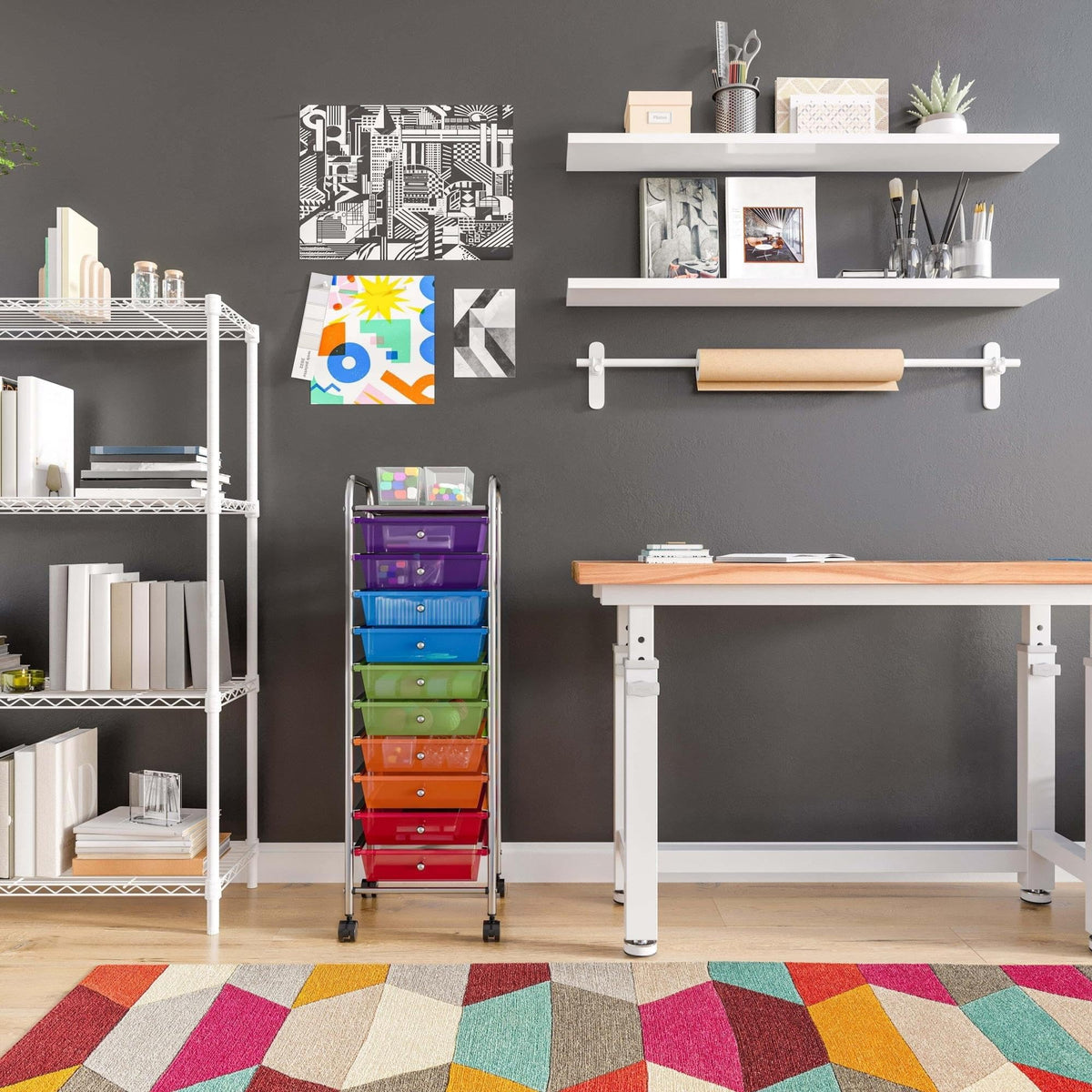 10 Drawer Rolling Storage Cart with Wheels I86576