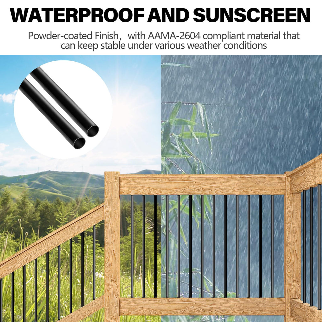 101 Pack 36" Round Black Aluminum Deck Balusters T65492