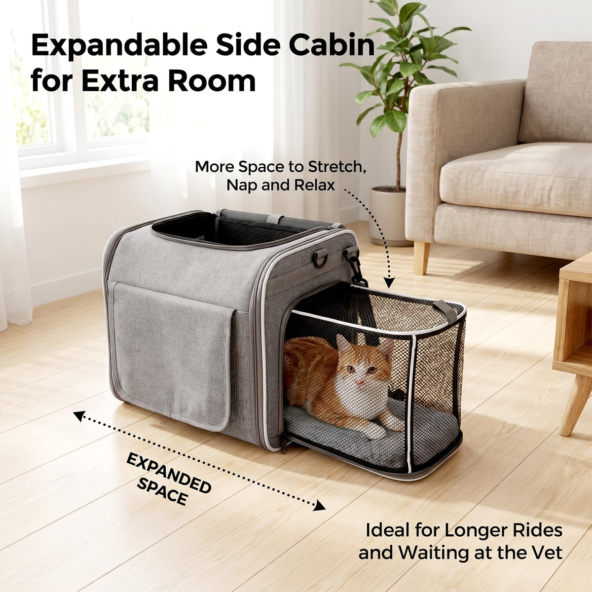 Foldable Expandable Pet Carrier Backpack for Bicycle Handlebar, Gray E592