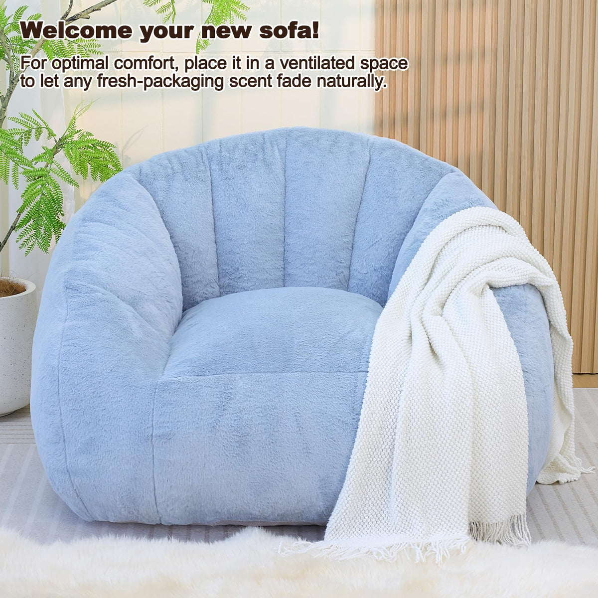 Light Blue Corduroy Bean Bag Chair Z180