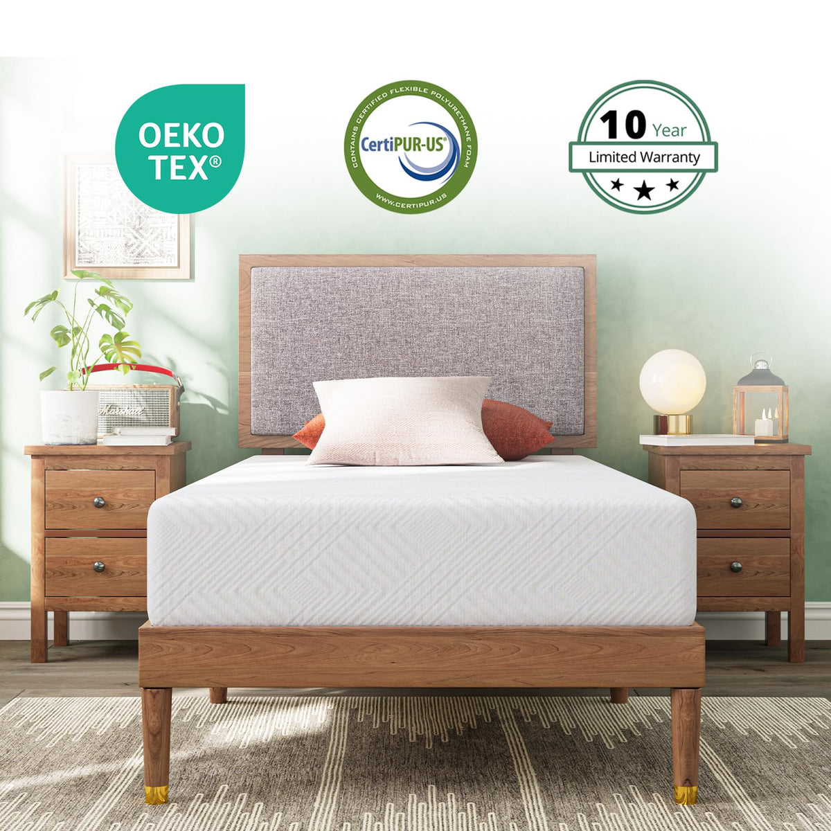 Twin 6 Inch Green Tea Gel Memory Foam Mattress A835954