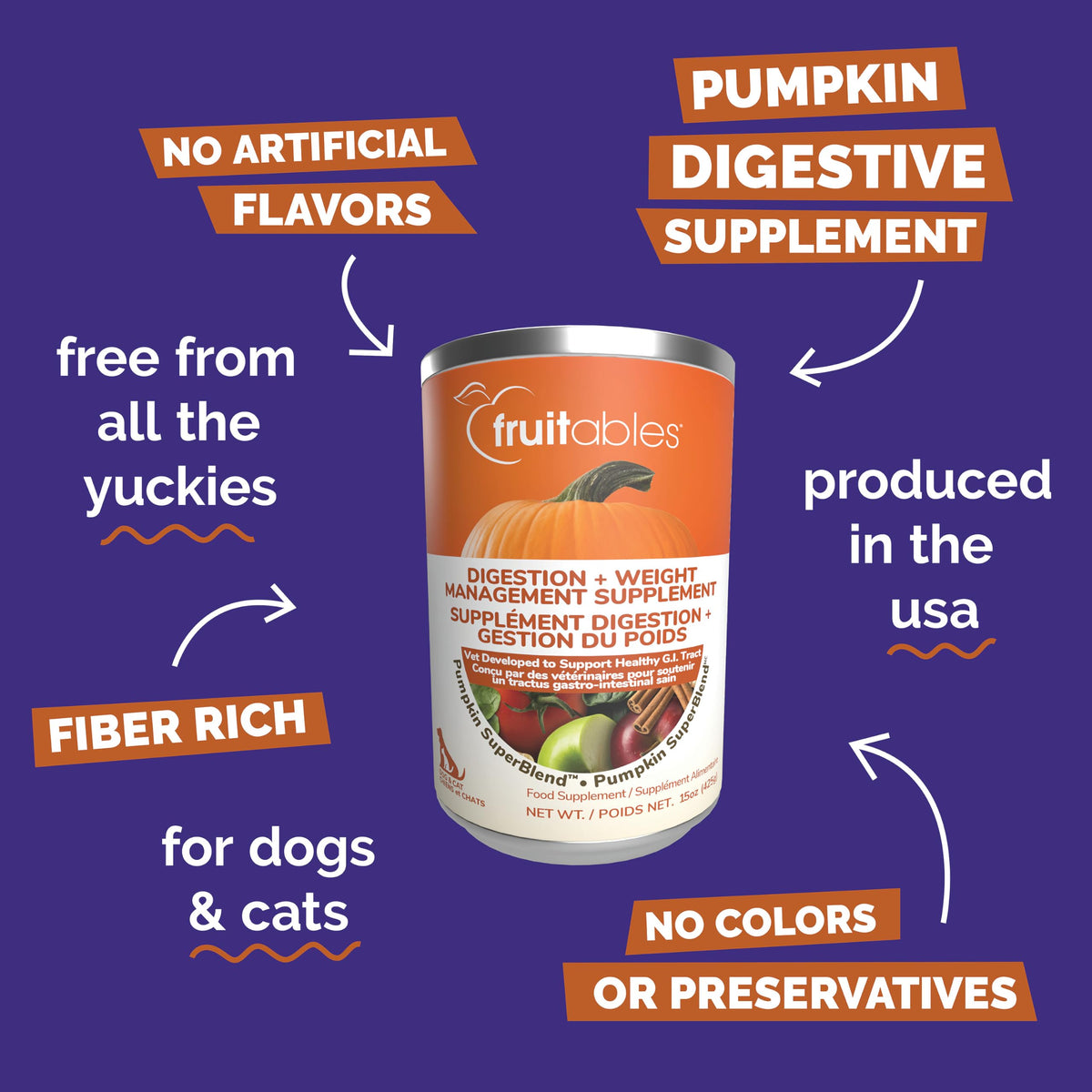 Pumpkin Digestive Supplement for Dogs 15oz R1000