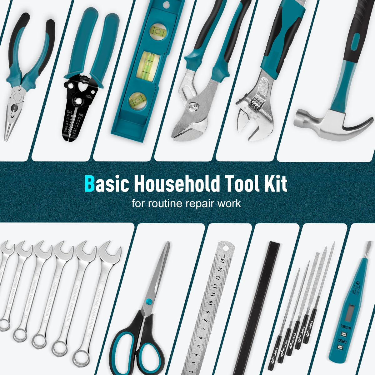379 Pcs Portable Home and Auto Tool Kit with Drawer Blue L2011