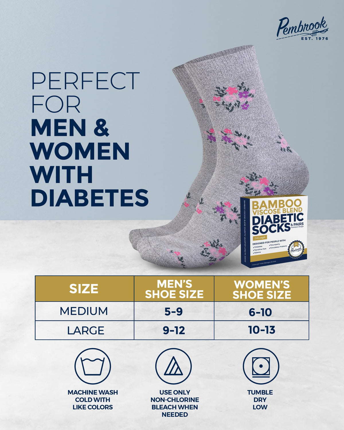 Breathable Bamboo Viscose Ankle Diabetic Socks 4 Pairs G84809