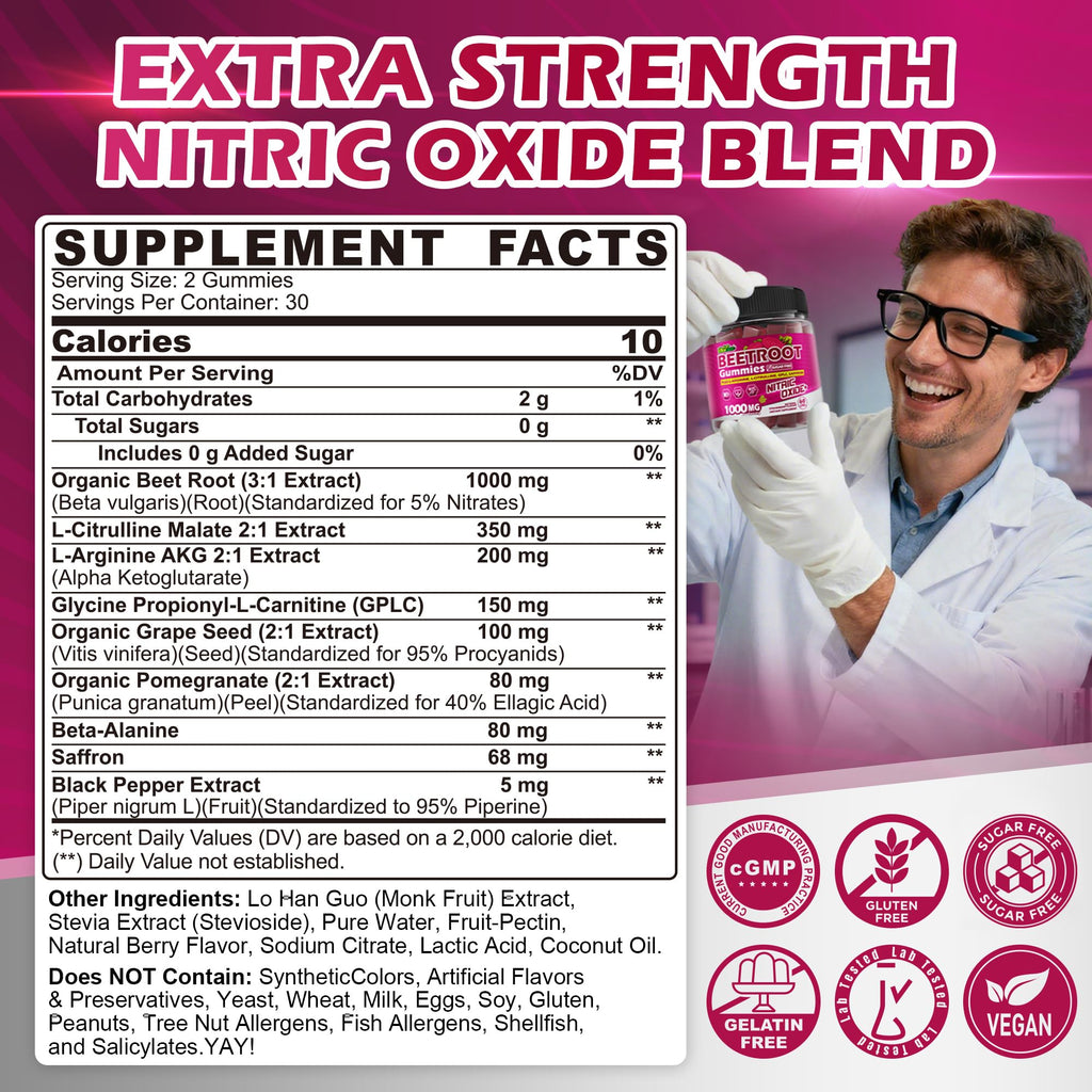 Sugar Free Beet Root Gummies with L-Citrulline & L-Arginine X6027