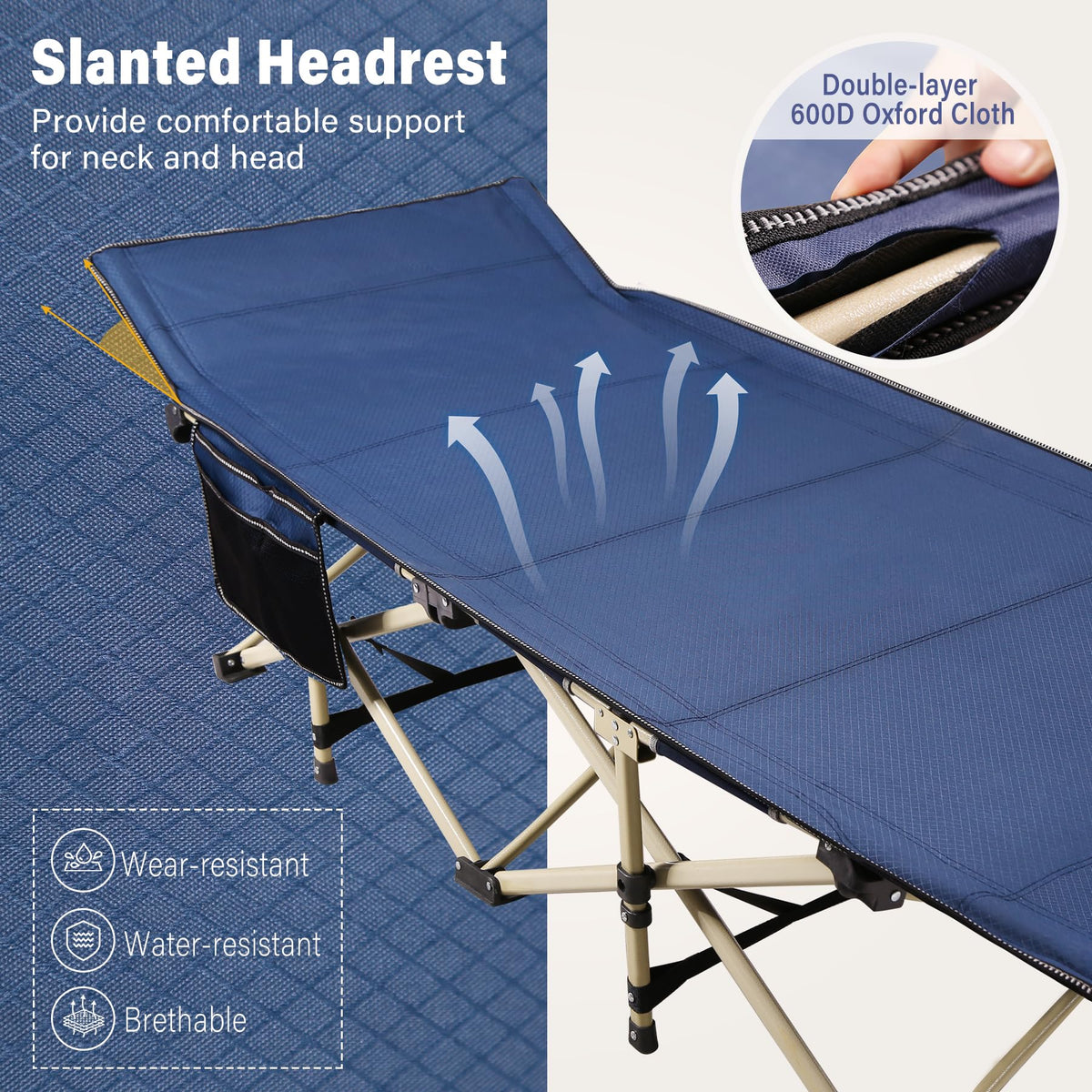 2-Pack Extra Wide Heavy Duty Folding Camping Cots Blue B91465