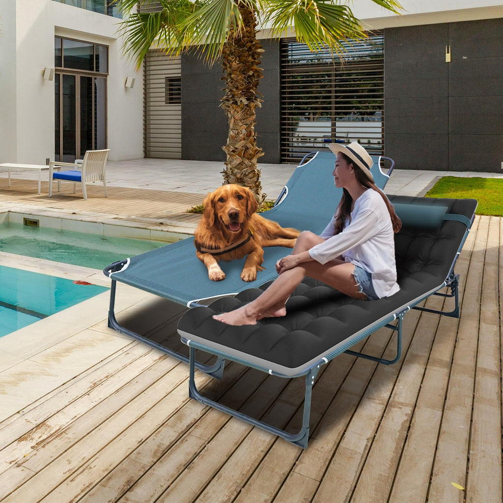 5-Position Folding Camping Cot with Mattress R8390