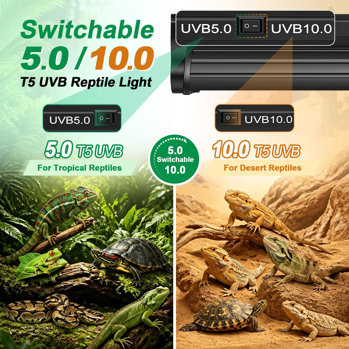 12Inch T5 UVB Reptile Light Fixture Combo Kit with Cycle Timer J535