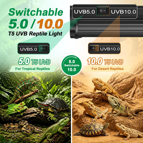 12Inch T5 UVB Reptile Light Fixture Combo Kit with Cycle Timer J535