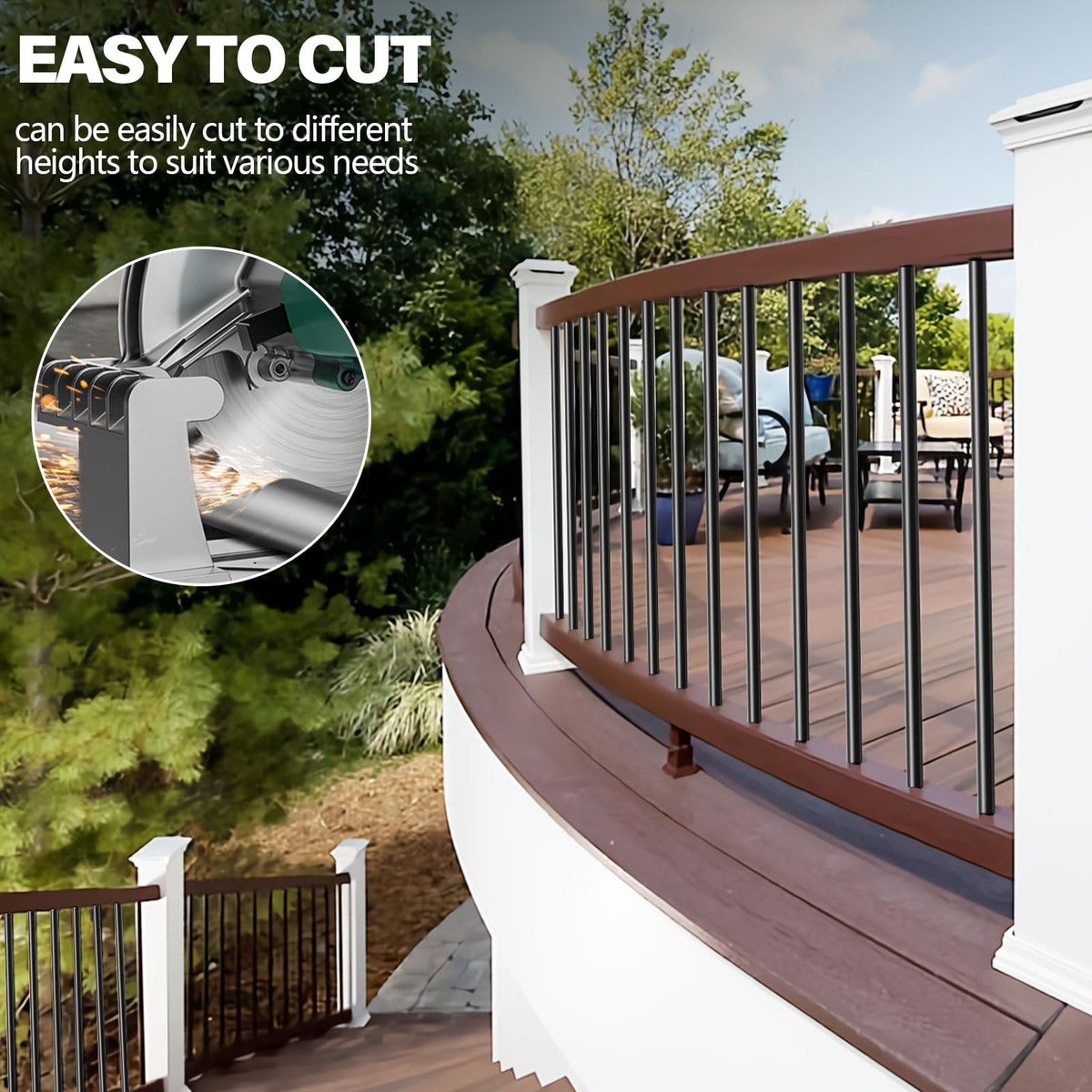 101 Pack 36" Round Black Aluminum Deck Balusters T65492