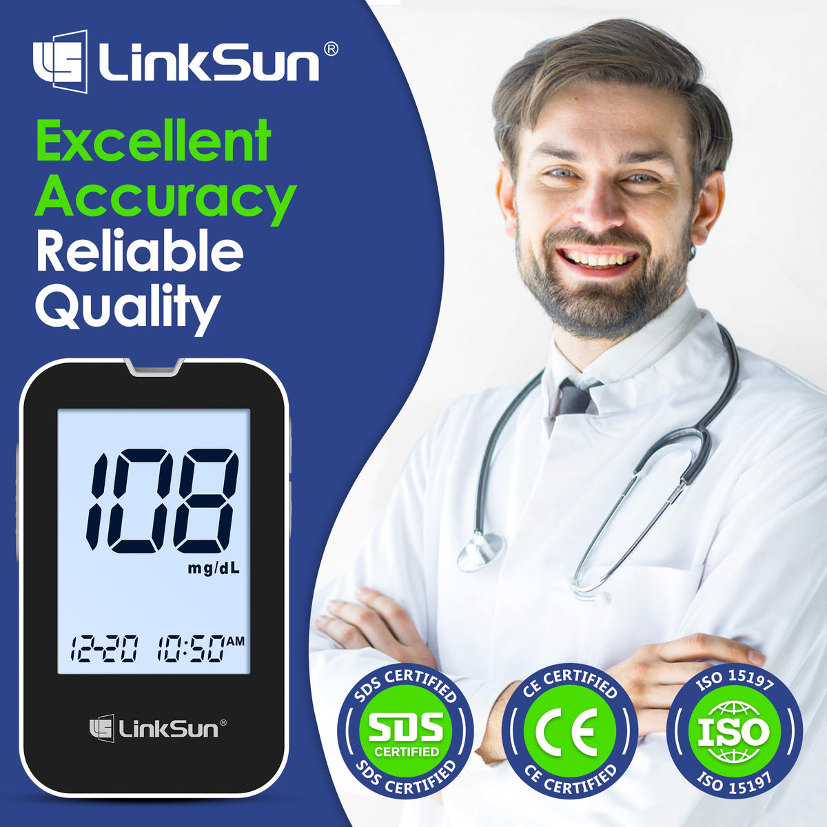 Blood Sugar Testing Kit, 100 Strips & Lancets F3043