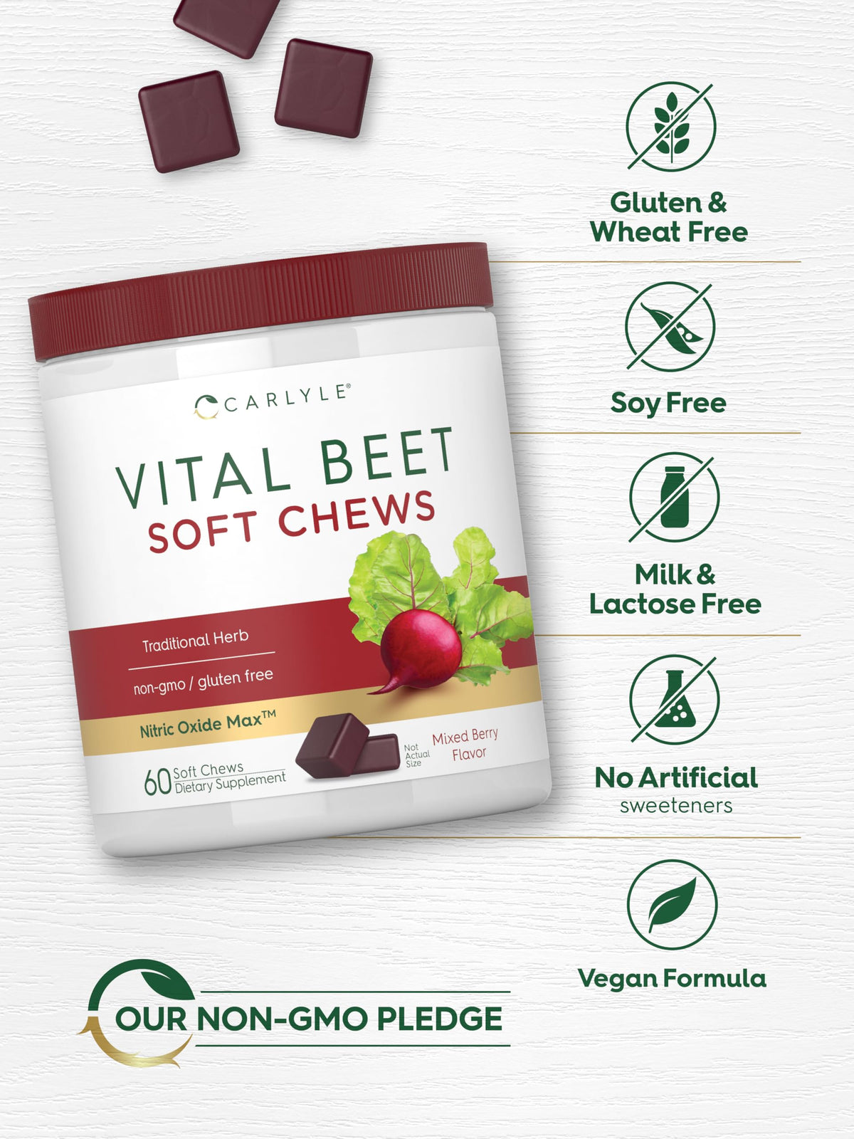 Beet Root Soft Chews 60 Count Mixed Berry Flavor I1662