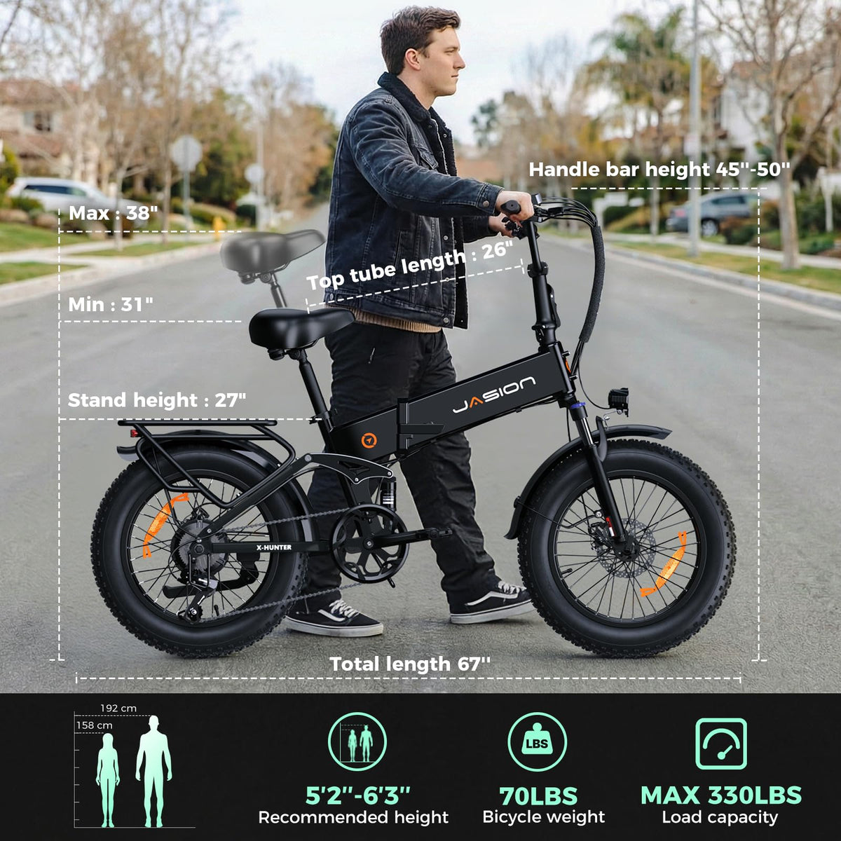 1400W Peak 20'' Fat Tire Foldable Electric Bike R27244