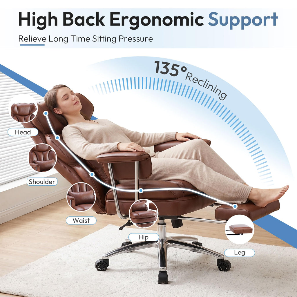 Brown Ergonomic Leather Office Chair K9566
