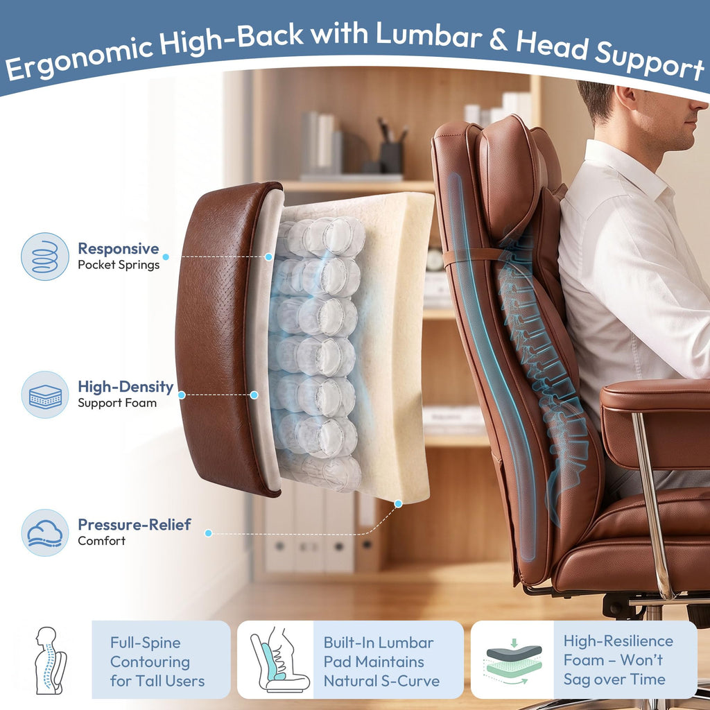 Brown Ergonomic Leather Office Chair K9566