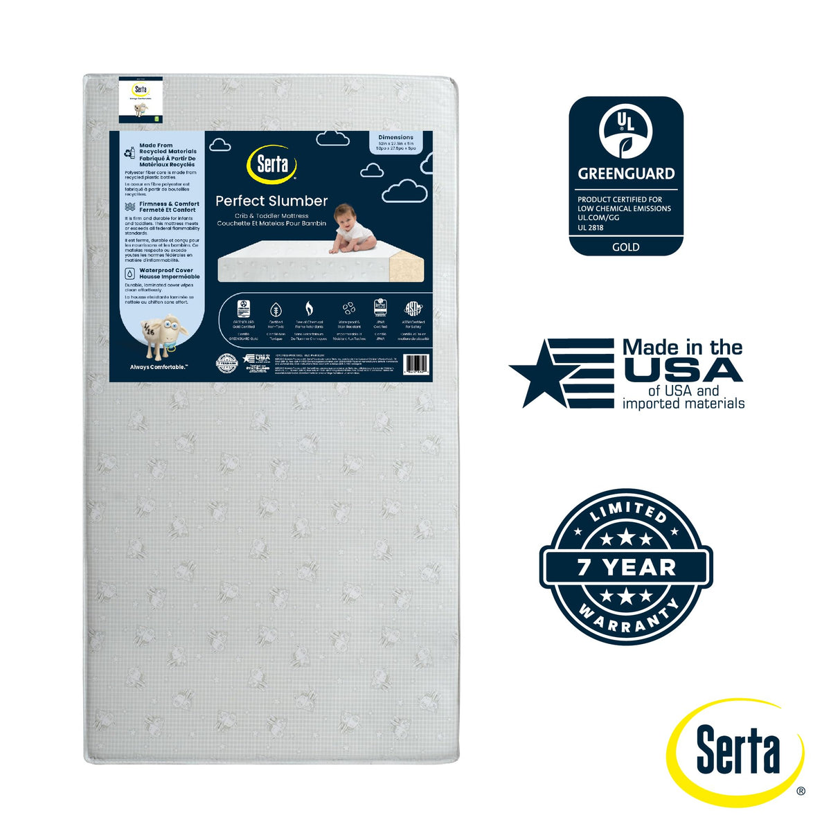 Waterproof Hypoallergenic Crib and Toddler Mattress S385101