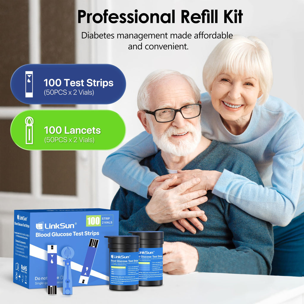 Blood Sugar Testing Kit, 100 Strips & Lancets F3043