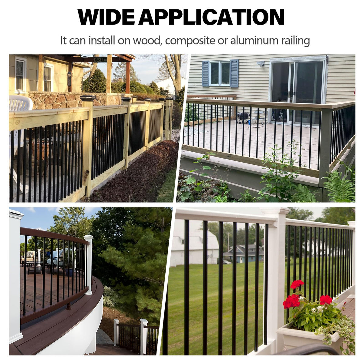 101 Pack 36" Round Black Aluminum Deck Balusters T65492