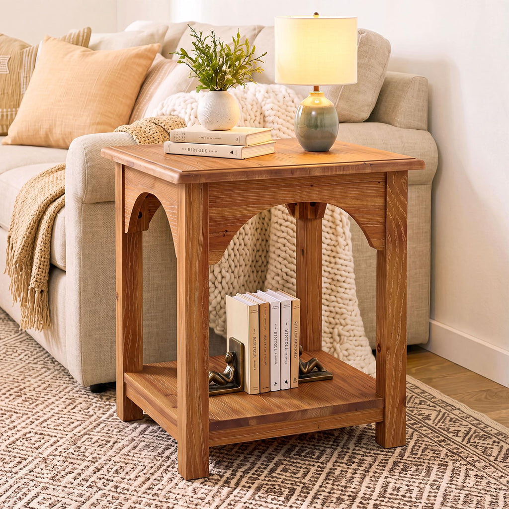 Set of 2 Solid Wood 2-Tier Side Table R246261