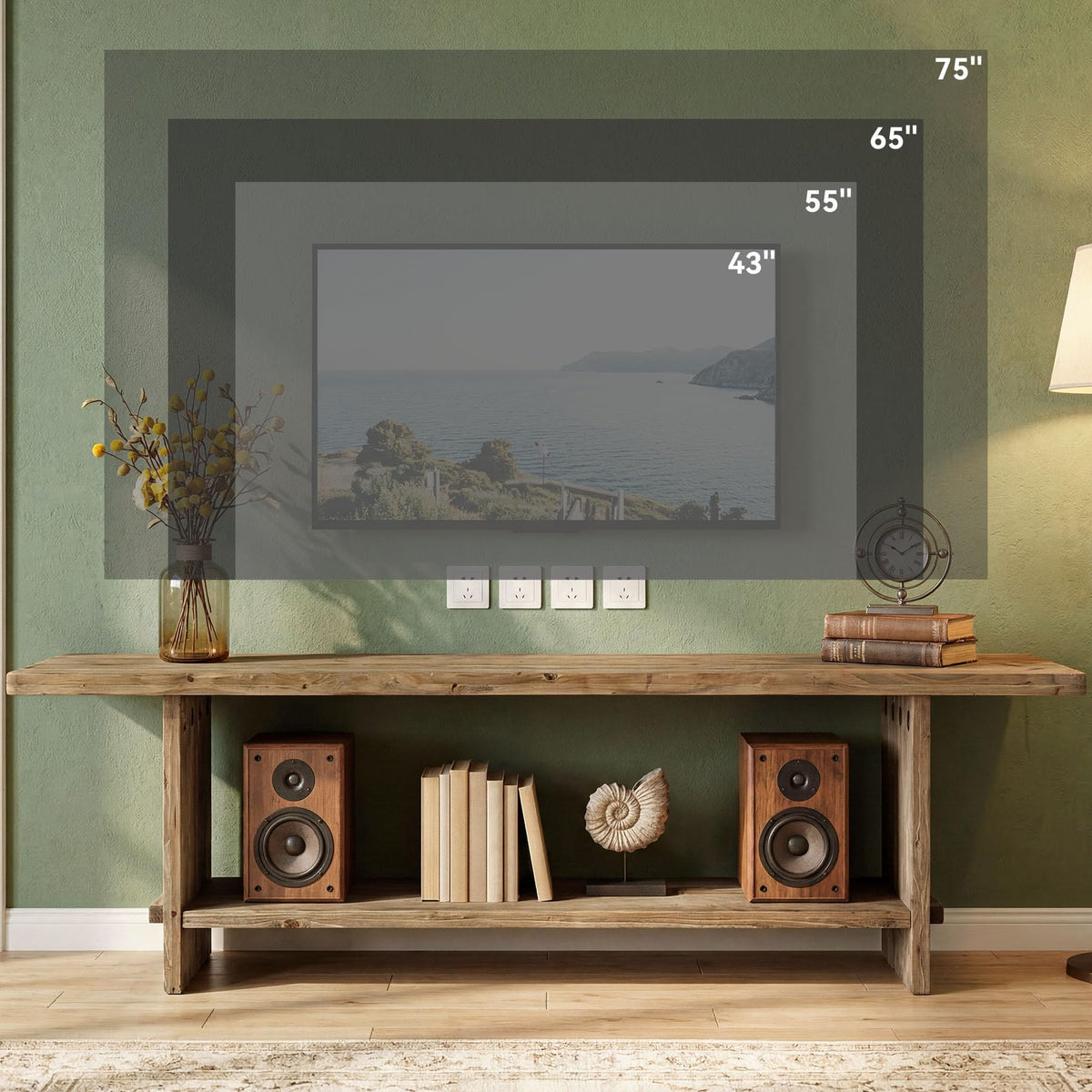 71" Solid Wood 2-Tier TV Stand L212