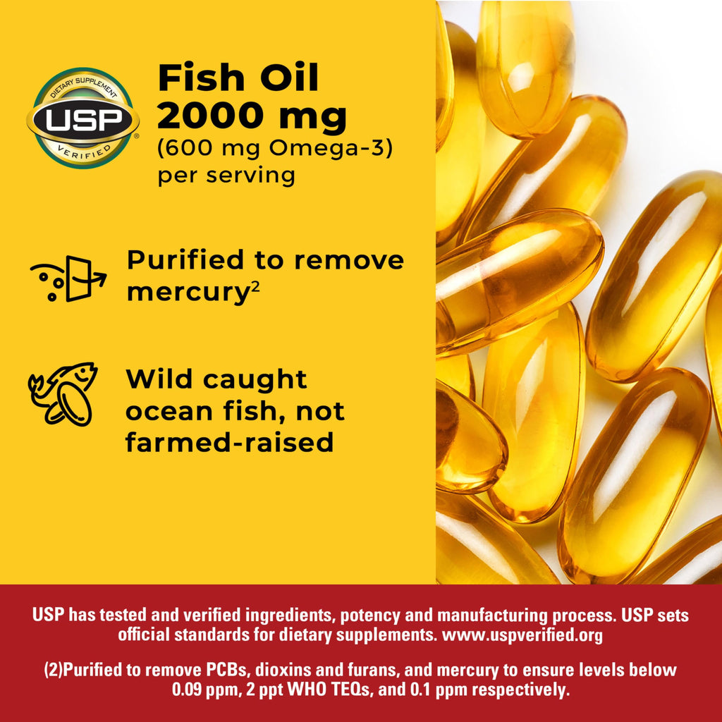 Fish Oil Omega 3 Supplements 2000mg 250 Softgels M92054