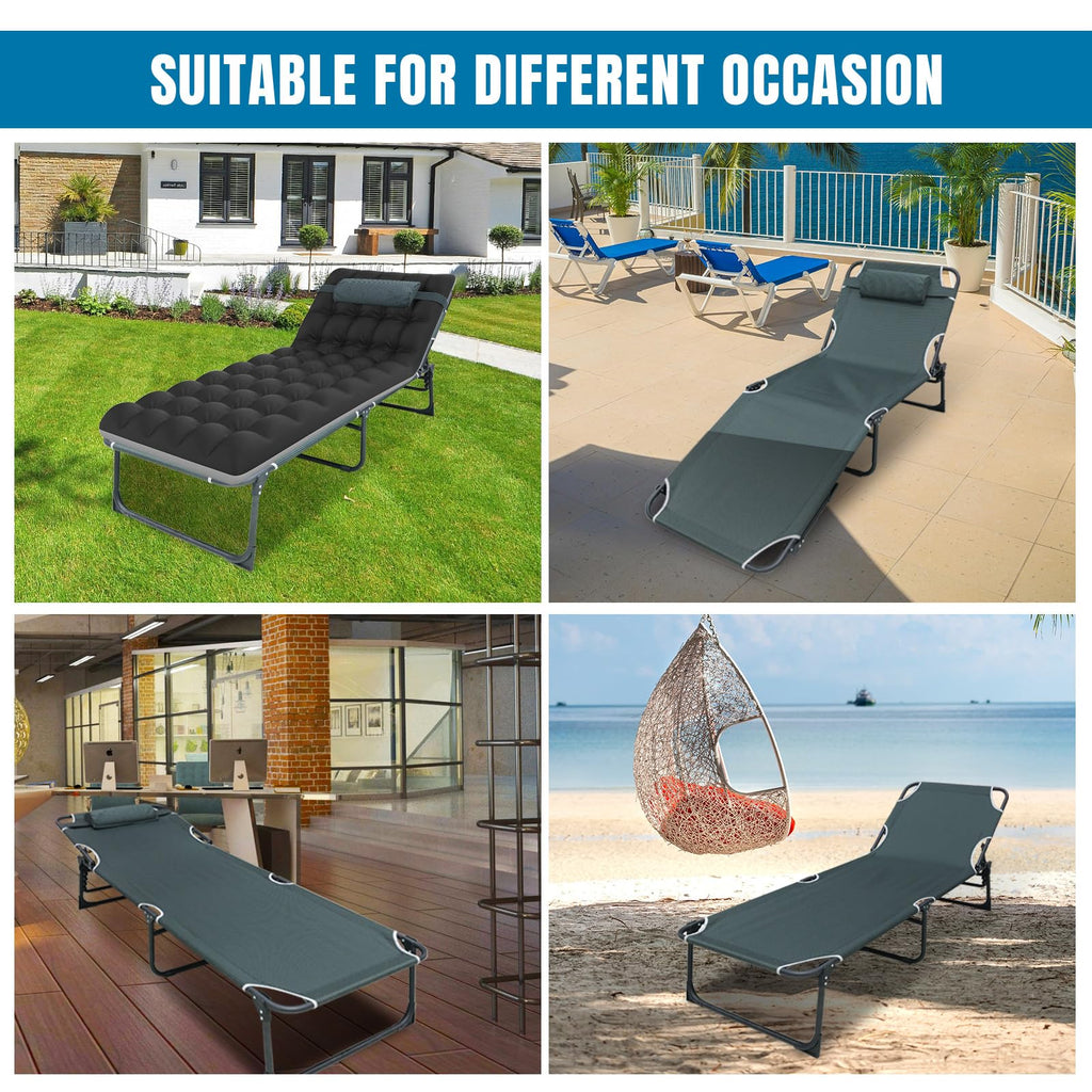 5-Position Folding Camping Cot with Mattress R8390