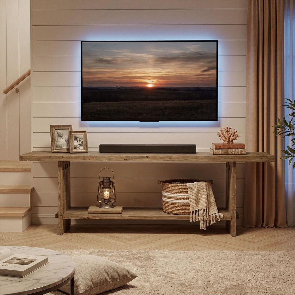 71" Solid Wood 2-Tier TV Stand L212