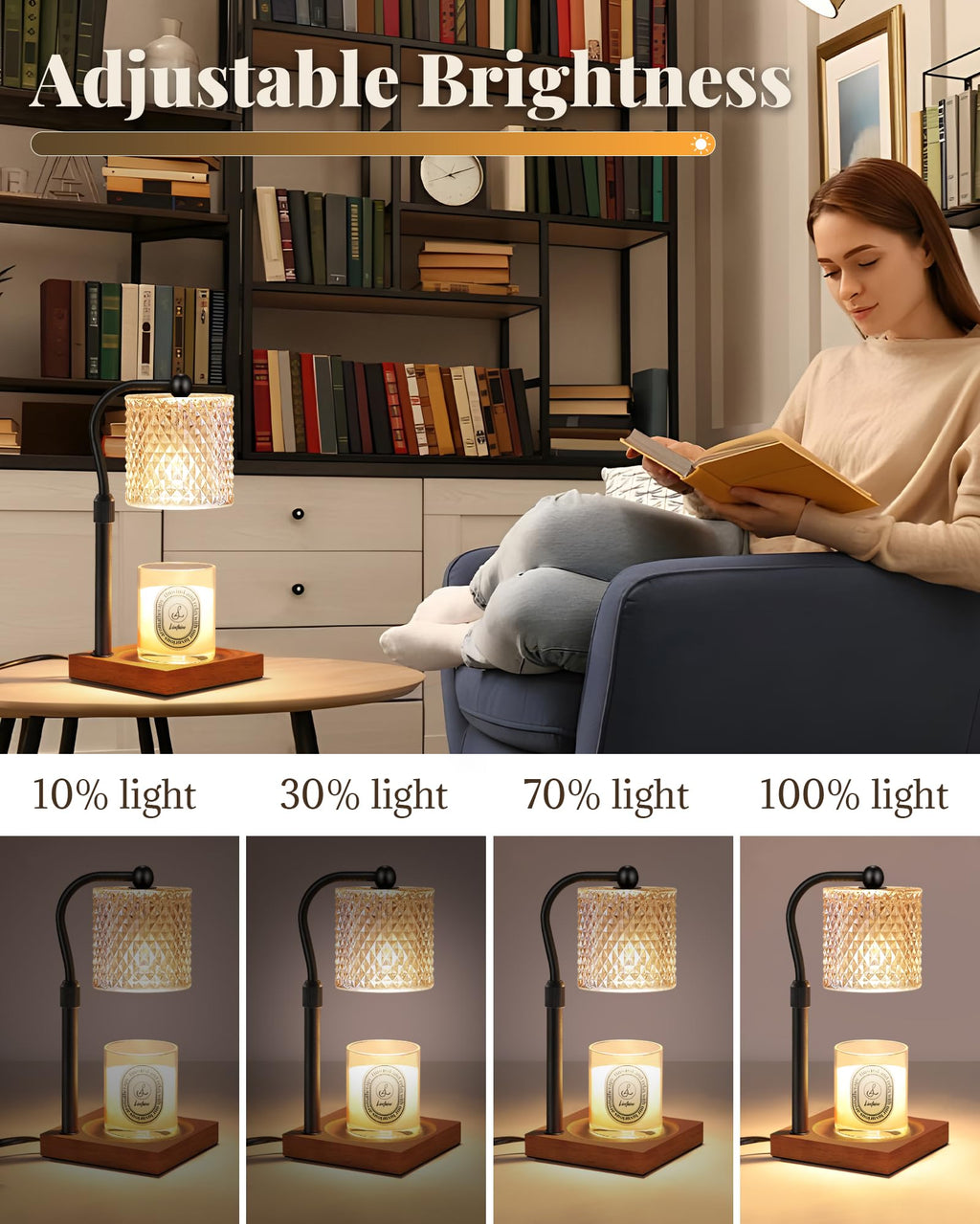 2 Pack Candle Warmer Lamp with Timer Dimmer Adjustable Height Y32561