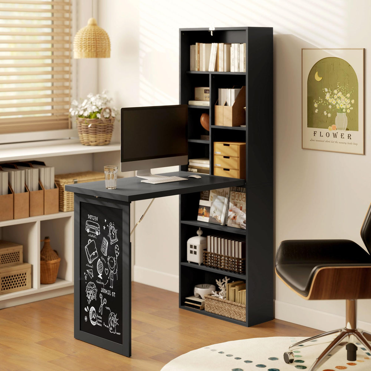 Black Foldable Convertible Computer Desk I65095