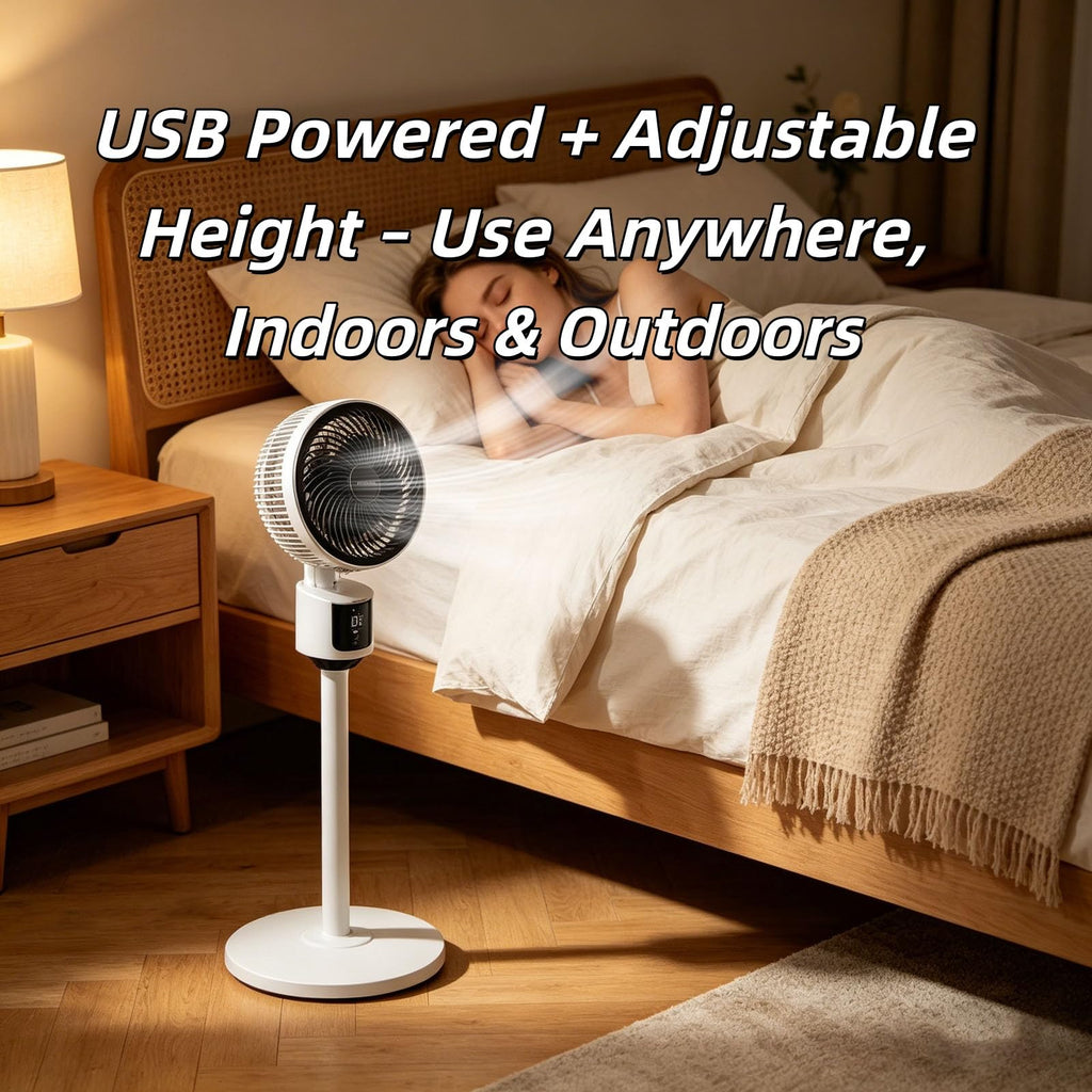 Standing Fan with Remote, 90° Oscillating, 3 Speeds, Adjustable Height, Gray I781137