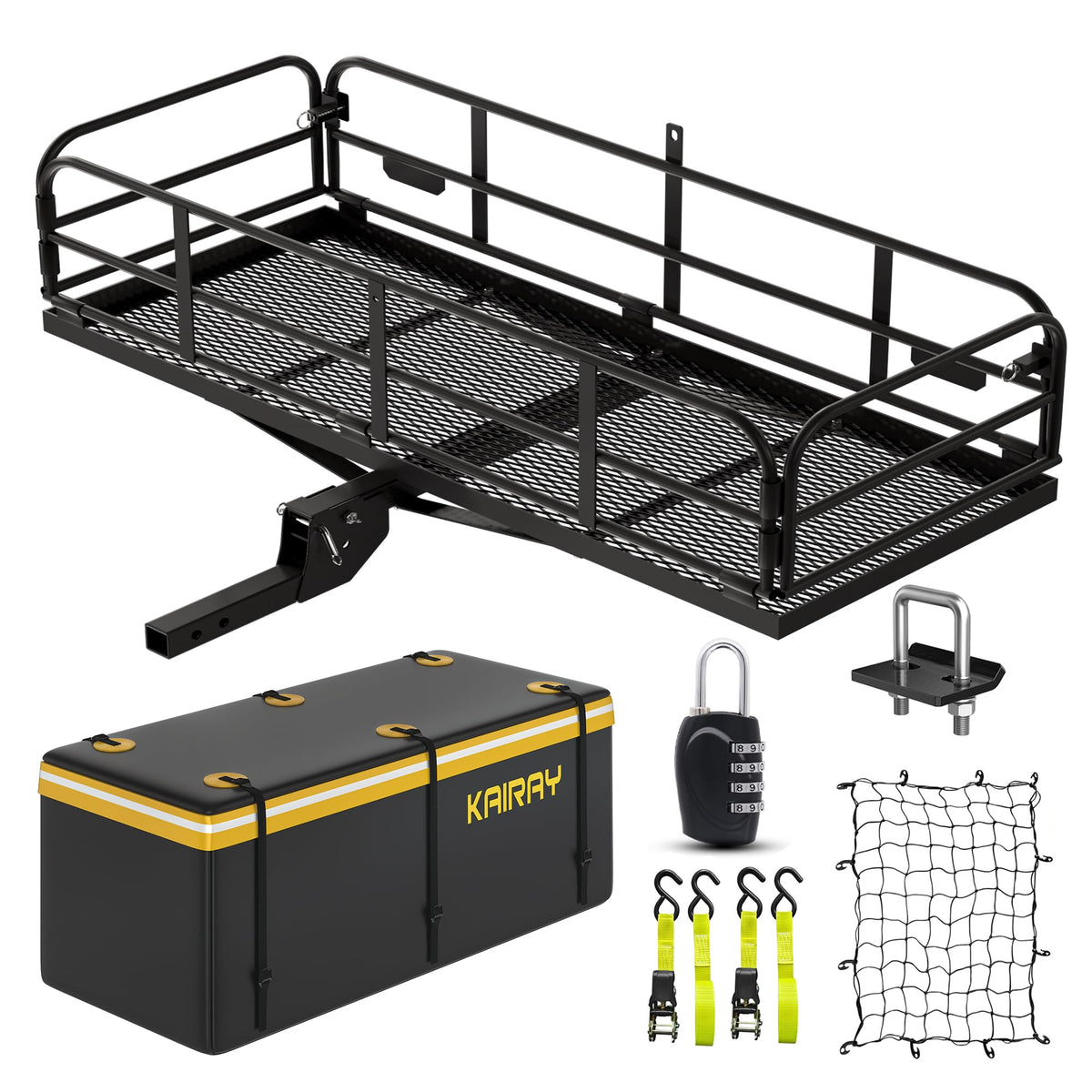 500 Lbs Heavy Duty Hitch Mount Cargo Carrier 60"x24"x14.4" Folding H591