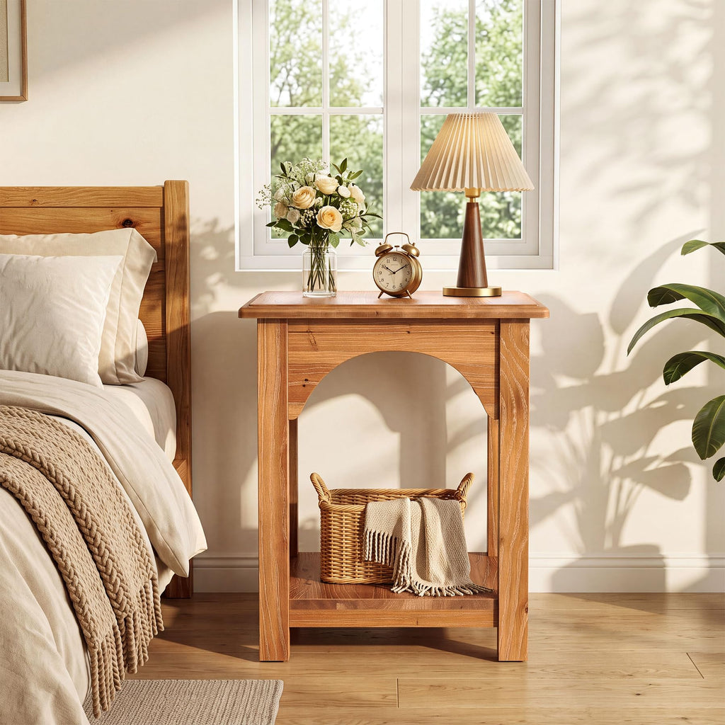 Set of 2 Solid Wood 2-Tier Side Table R246261